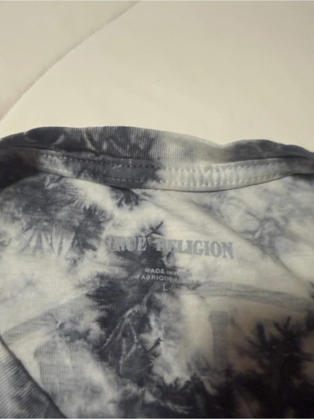 True Religion Black & White Tie-Dye 'TRUE RLGN' Graphic Tee